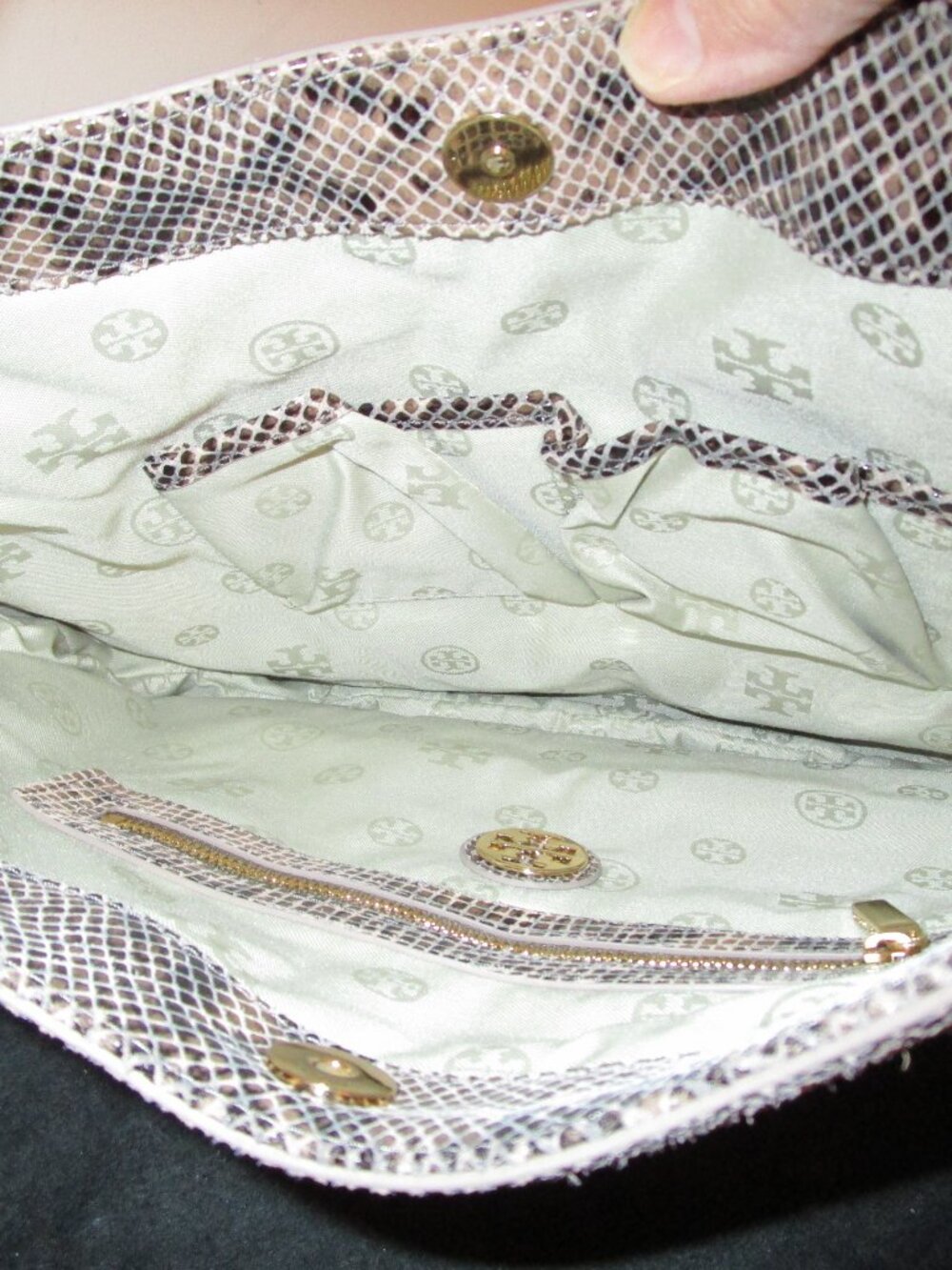 Tory Burch Catalina Python-Embossed Hobo - Picture 7 of 9